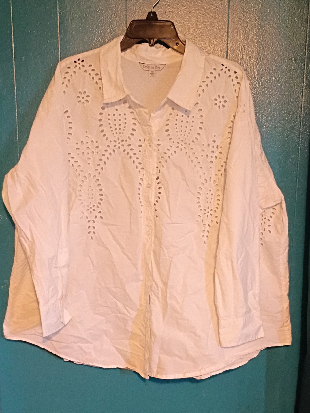 Ophelia Rose White Eyelet Button-Down Shirt